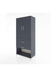 Hyperion Dolap 3 Raflı 2 Çekmeceli 2 Kapaklı 88x44x195 Antrasit-Antrasit