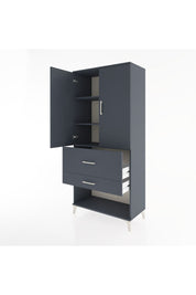 Hyperion Dolap 3 Raflı 2 Çekmeceli 2 Kapaklı 88x44x195 Antrasit-Antrasit