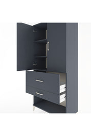 Hyperion Dolap 3 Raflı 2 Çekmeceli 2 Kapaklı 88x44x195 Antrasit-Antrasit