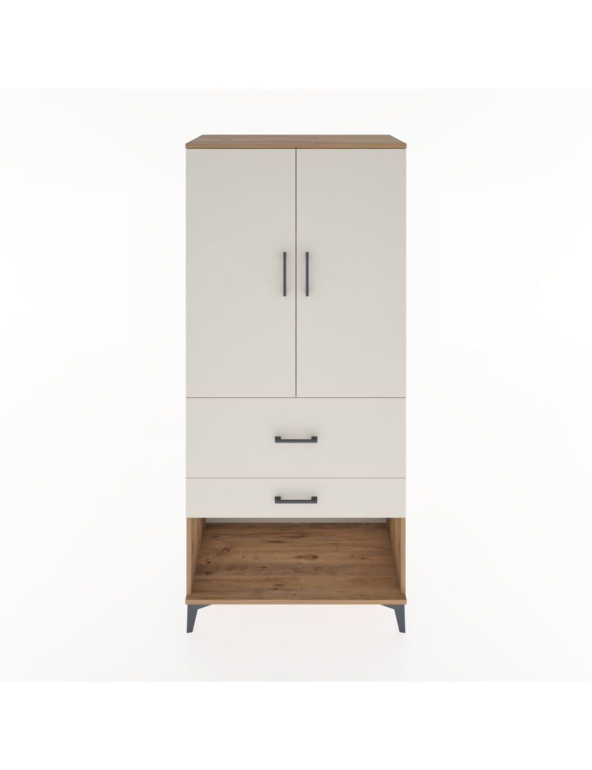 Hyperion Dolap 3 Raflı 2 Çekmeceli 2 Kapaklı 88x44x195 Çam-Aytaşı