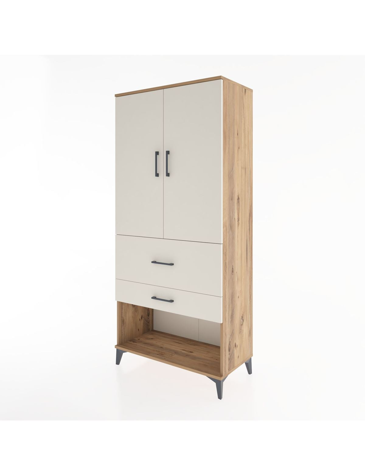 Hyperion Dolap 3 Raflı 2 Çekmeceli 2 Kapaklı 88x44x195 - S60M037V7B