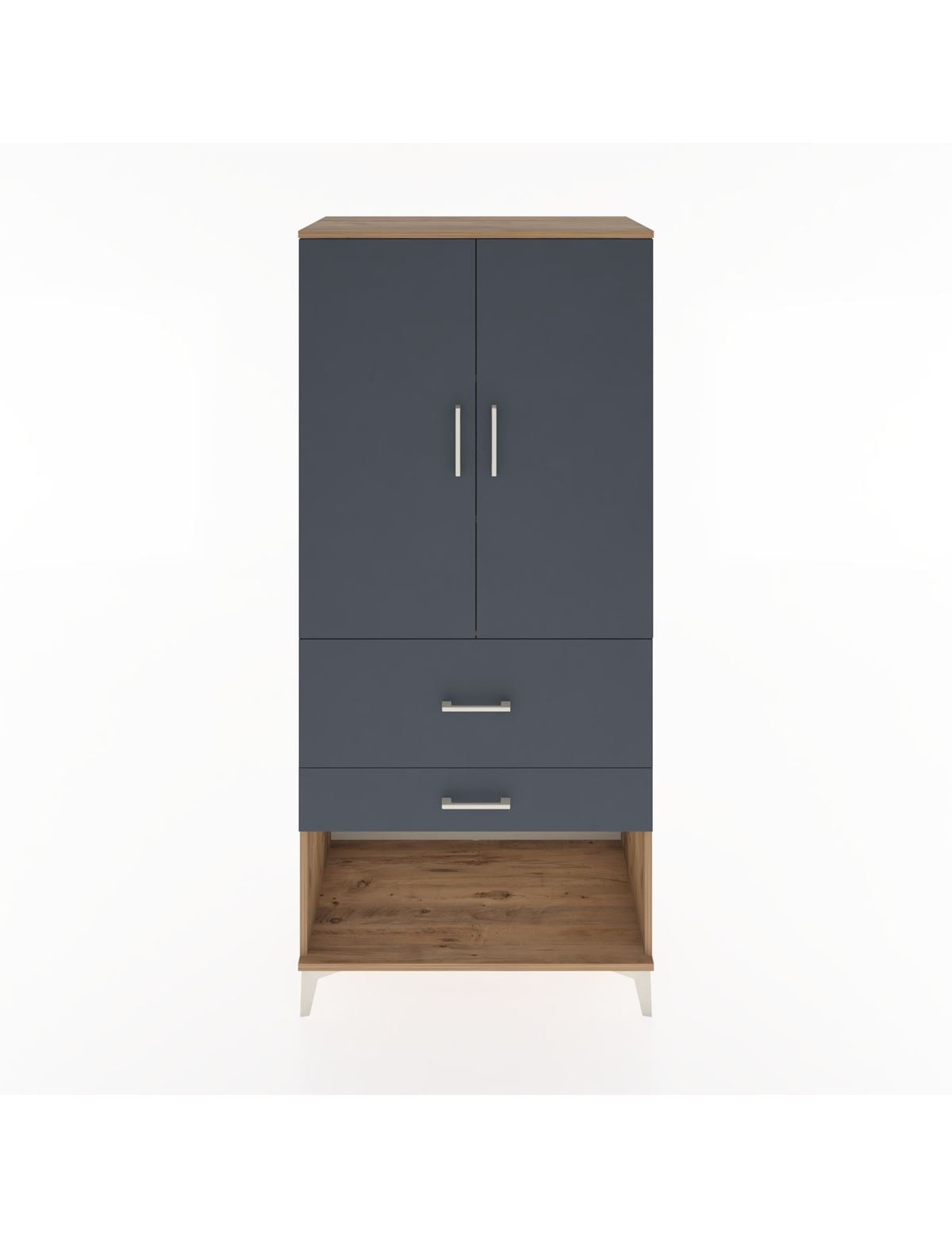 Hyperion Dolap 3 Raflı 2 Çekmeceli 2 Kapaklı 88x44x195 Çam-Antrasit