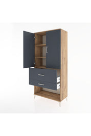 Hyperion Dolap 3 Raflı 2 Çekmeceli 2 Kapaklı 88x44x195 Çam-Antrasit