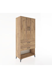 Hyperion Dolap 3 Raflı 2 Çekmeceli 2 Kapaklı 88x44x195 Çam-Çam