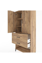 Hyperion Dolap 3 Raflı 2 Çekmeceli 2 Kapaklı 88x44x195 Çam-Çam