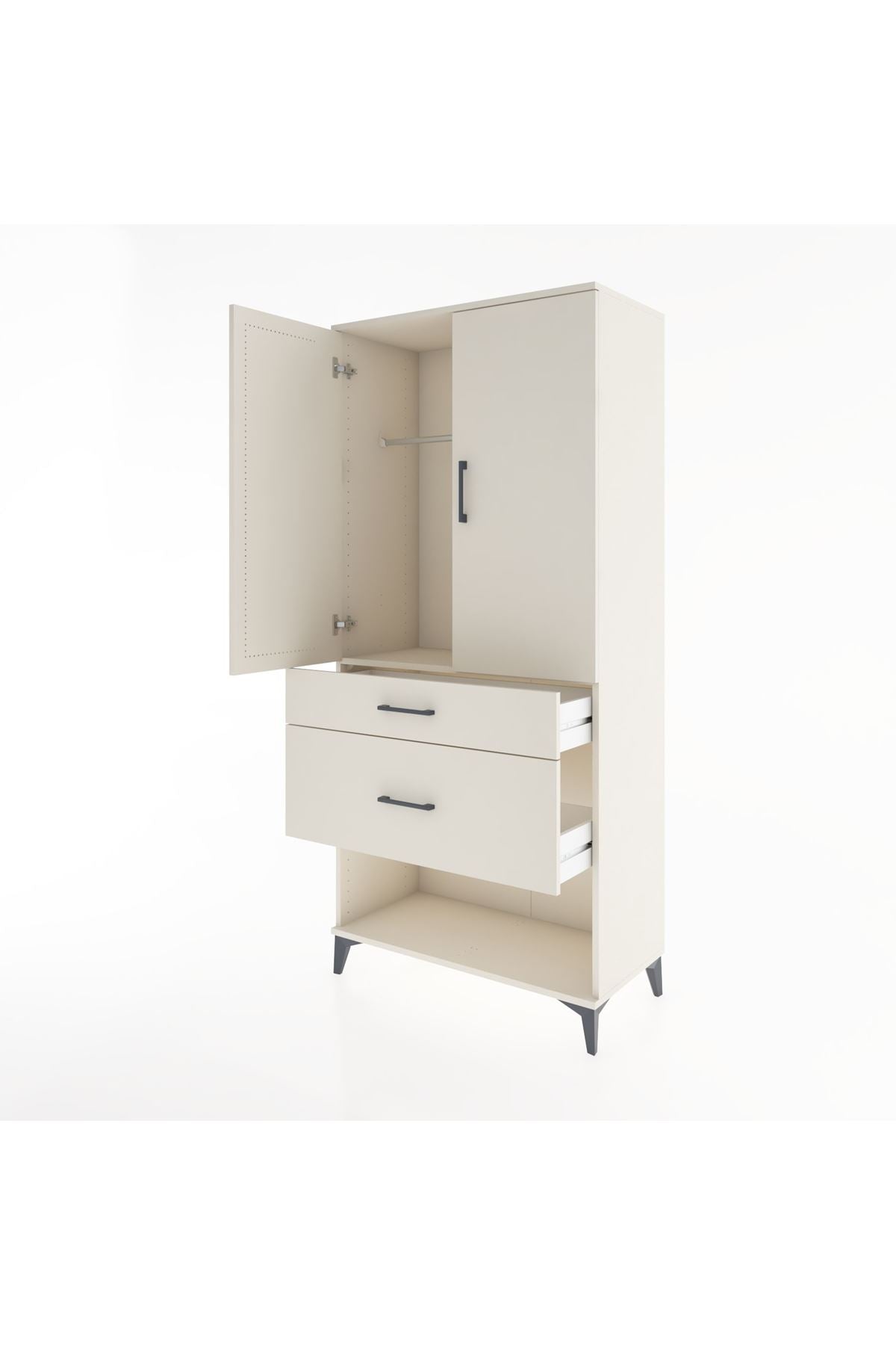 Hyperion Dolap Tek Raflı 2 Çekmeceli Tek Askılı 88x44x195 Aytaşı-Aytaşı