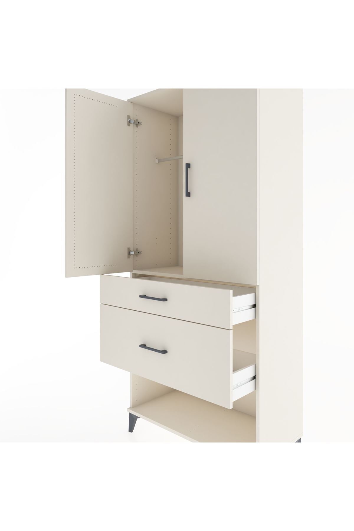 Hyperion Dolap Tek Raflı 2 Çekmeceli Tek Askılı 88x44x195 Aytaşı-Aytaşı