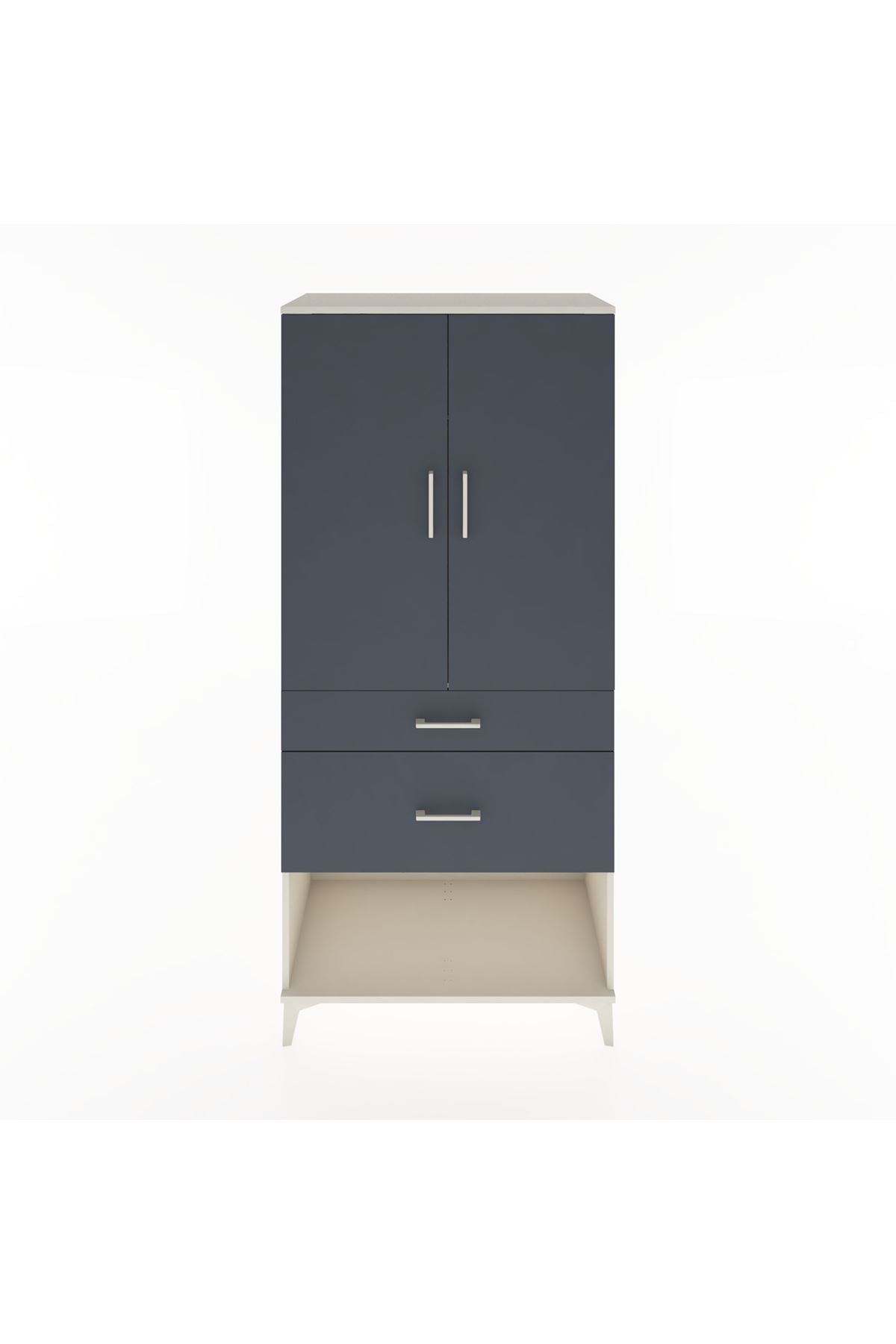 Hyperion Dolap Tek Raflı 2 Çekmeceli Tek Askılı 88x44x195 Aytaşı-Antrasit