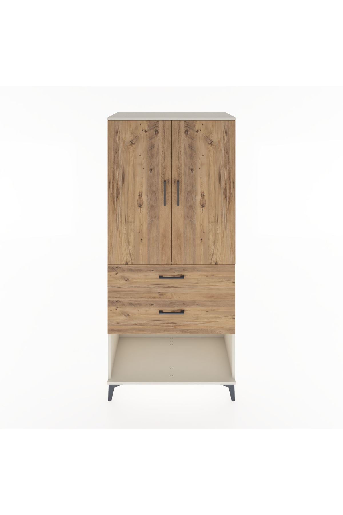 Hyperion Dolap Tek Raflı 2 Çekmeceli Tek Askılı 88x44x195 Aytaşı-Çam