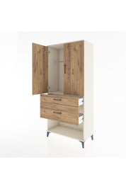 Hyperion Dolap Tek Raflı 2 Çekmeceli Tek Askılı 88x44x195 Aytaşı-Çam