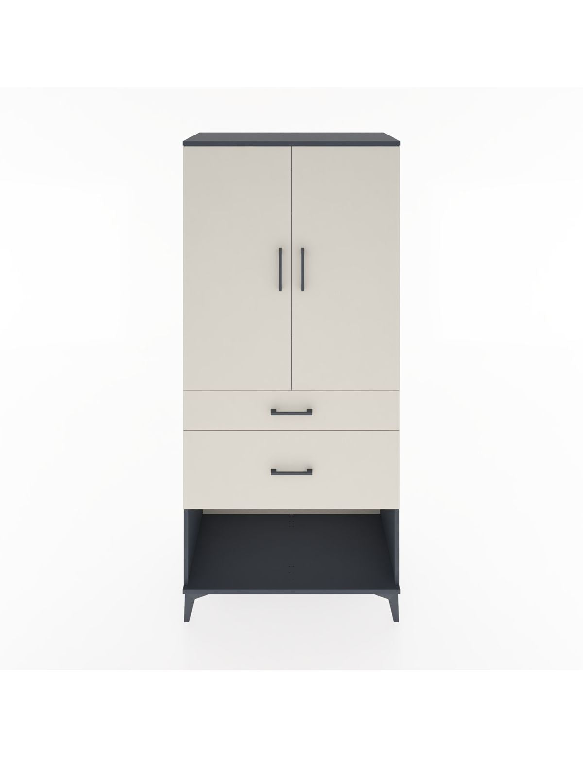 Hyperion Dolap Tek Raflı 2 Çekmeceli Tek Askılı 88x44x195 Antrasit-Aytaşı