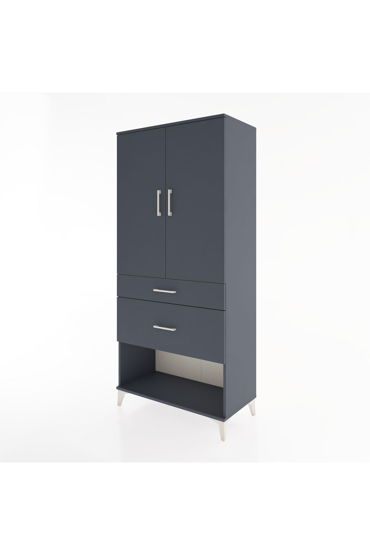 Hyperion Dolap Tek Raflı 2 Çekmeceli Tek Askılı 88x44x195 Antrasit-Antrasit