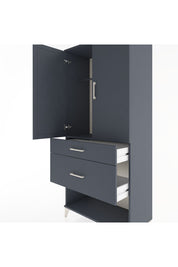 Hyperion Dolap Tek Raflı 2 Çekmeceli Tek Askılı 88x44x195 Antrasit-Antrasit