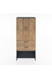 Hyperion Dolap Tek Raflı 2 Çekmeceli Tek Askılı 88x44x195 Antrasit-Çam
