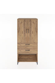 Hyperion Dolap Tek Raflı 2 Çekmeceli Tek Askılı 88x44x195 Çam-Çam