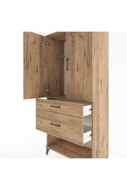 Hyperion Dolap Tek Raflı 2 Çekmeceli Tek Askılı 88x44x195 Çam-Çam