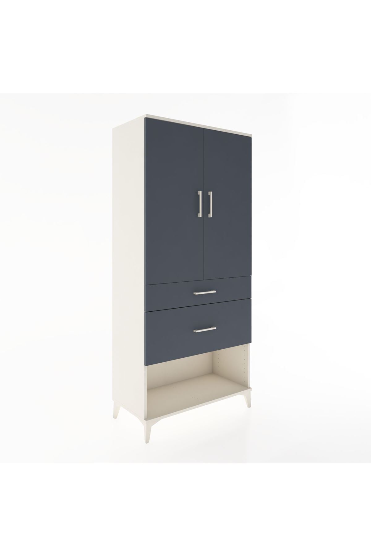 Hyperion Dolap 3 Raflı 2 Çekmeceli 2 Kapaklı 88x44x195 Aytaşı-Antrasit