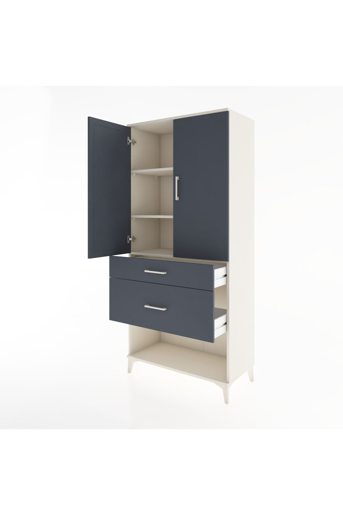 Hyperion Dolap 3 Raflı 2 Çekmeceli 2 Kapaklı 88x44x195 Aytaşı-Antrasit