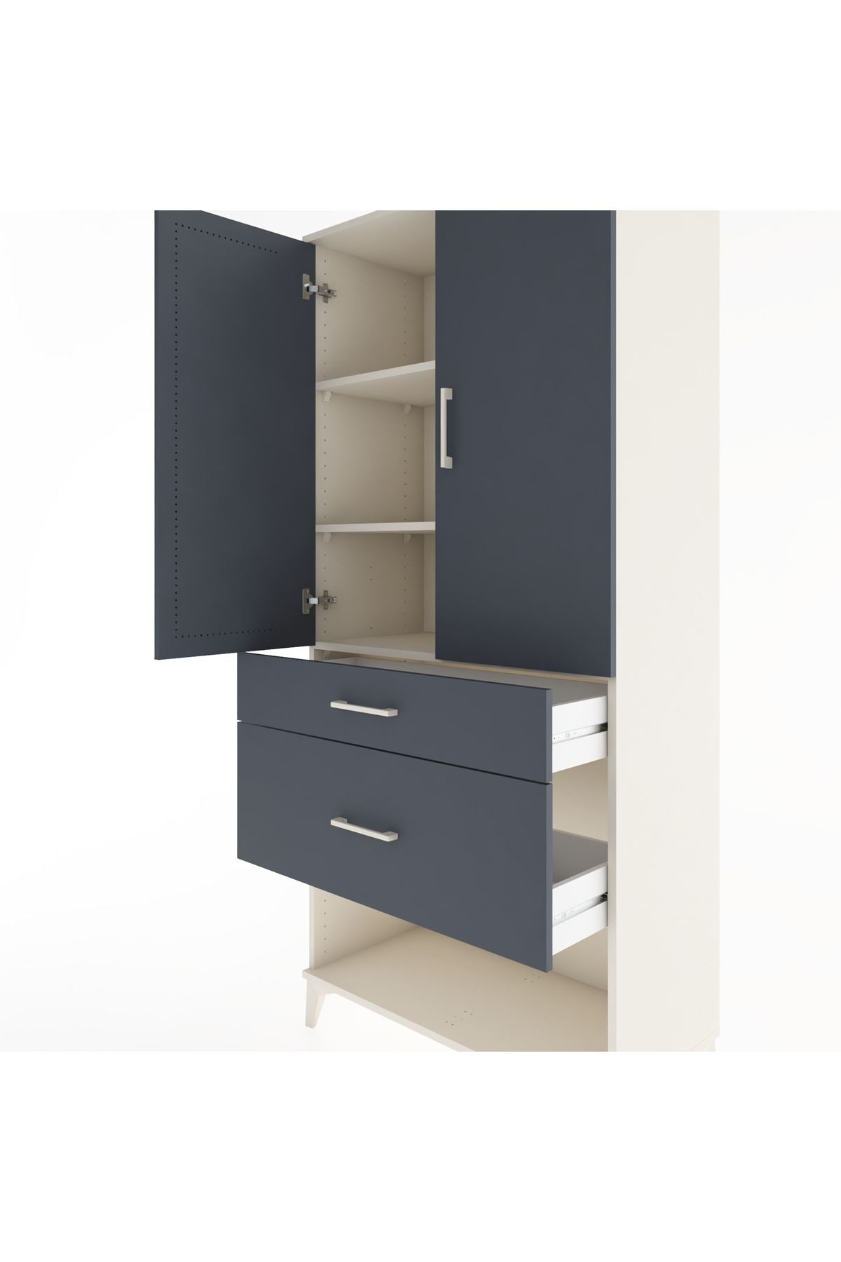 Hyperion Dolap 3 Raflı 2 Çekmeceli 2 Kapaklı 88x44x195 Aytaşı-Antrasit