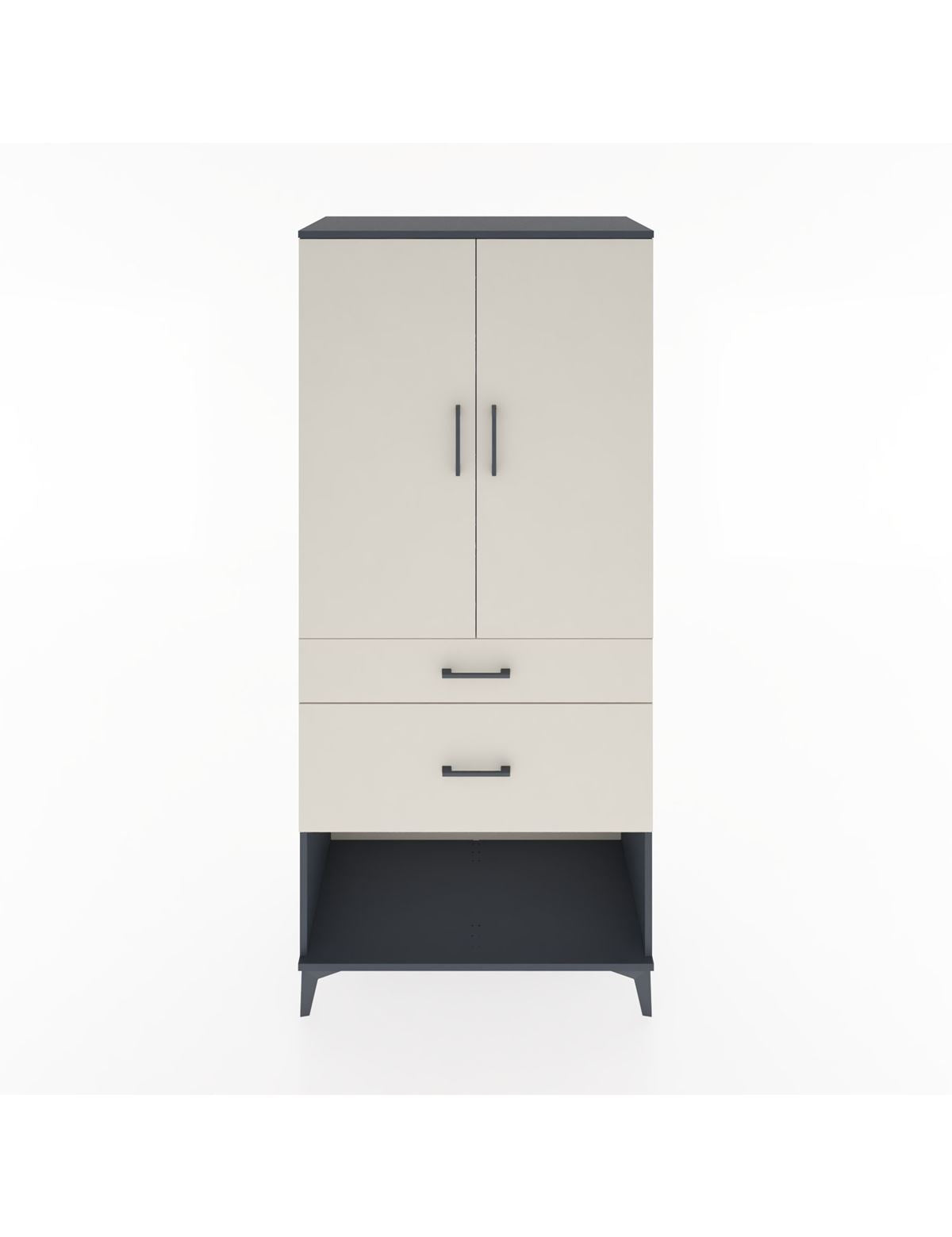 Hyperion Dolap 3 Raflı 2 Çekmeceli 2 Kapaklı 88x44x195 Antrasit-Aytaşı