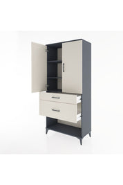 Hyperion Dolap 3 Raflı 2 Çekmeceli 2 Kapaklı 88x44x195 Antrasit-Aytaşı