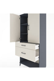 Hyperion Dolap 3 Raflı 2 Çekmeceli 2 Kapaklı 88x44x195 Antrasit-Aytaşı