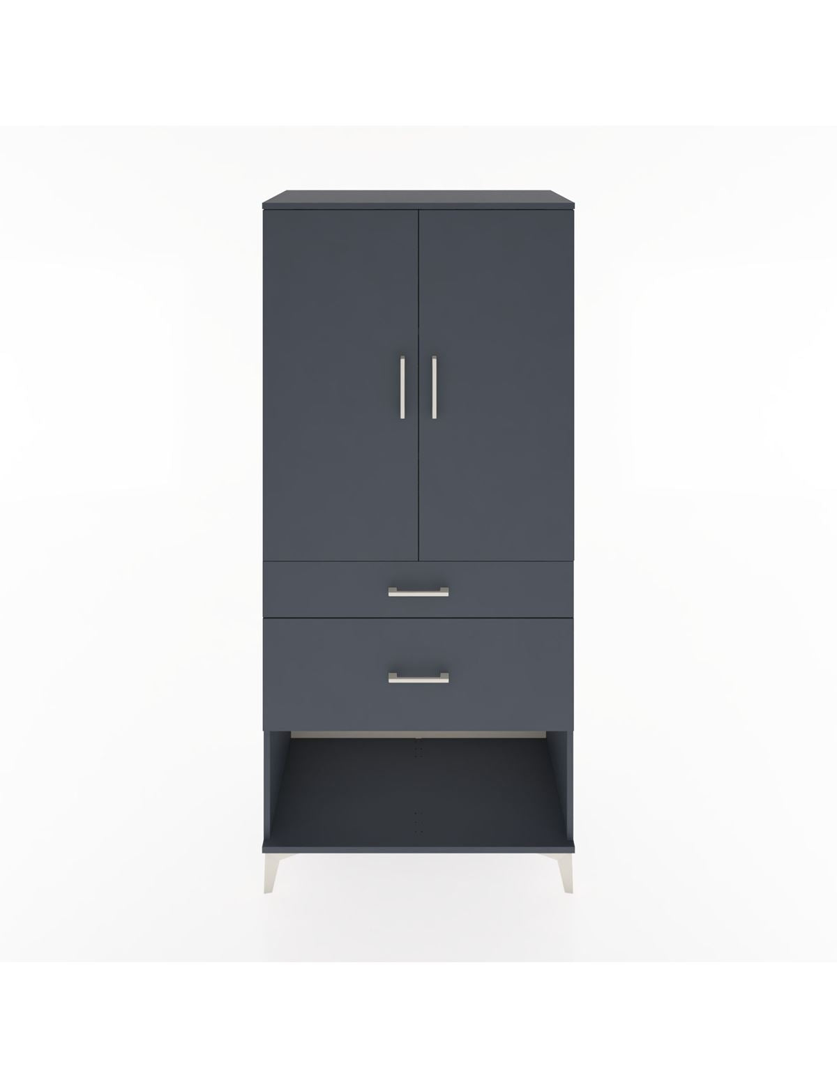 Hyperion Dolap 3 Raflı 2 Çekmeceli 2 Kapaklı 88x44x195 Antrasit-Antrasit