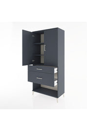 Hyperion Dolap 3 Raflı 2 Çekmeceli 2 Kapaklı 88x44x195 Antrasit-Antrasit