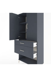 Hyperion Dolap 3 Raflı 2 Çekmeceli 2 Kapaklı 88x44x195 Antrasit-Antrasit