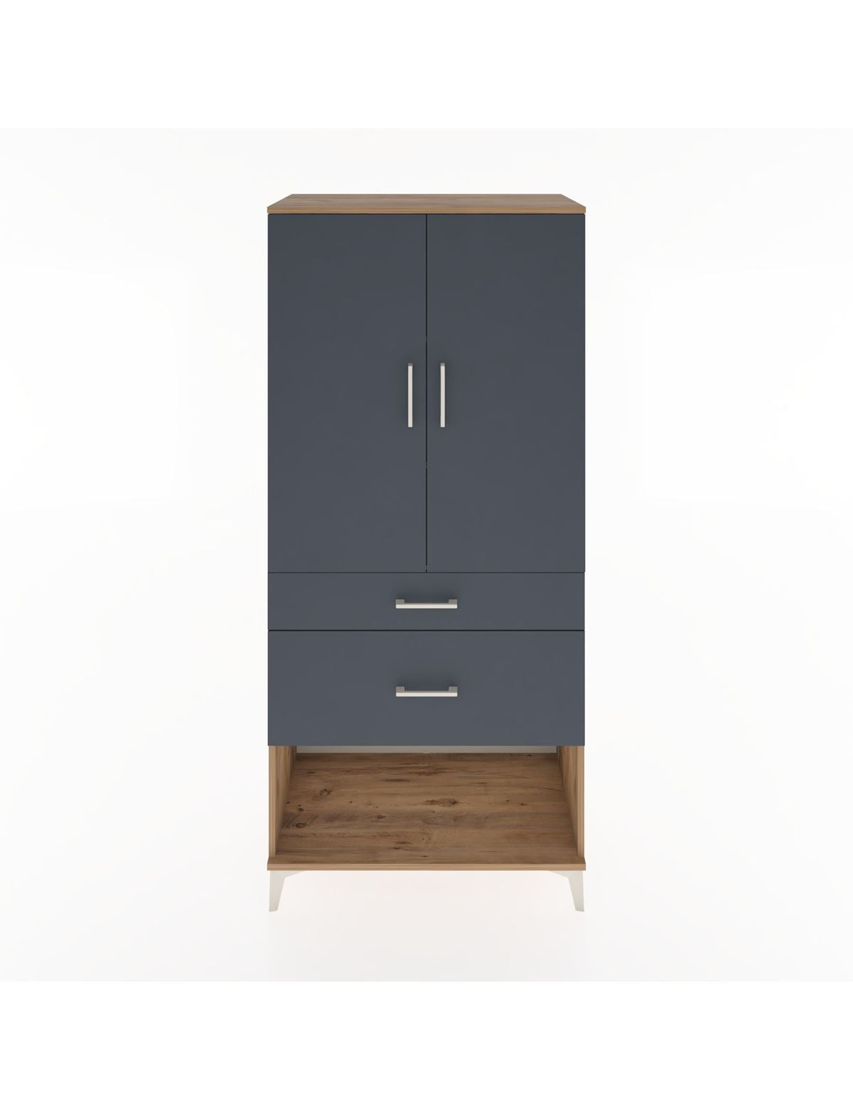 Hyperion Dolap 3 Raflı 2 Çekmeceli 2 Kapaklı 88x44x195 Çam-Antrasit