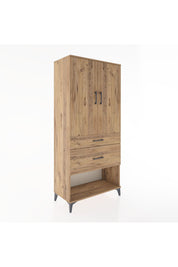 Hyperion Dolap 3 Raflı 2 Çekmeceli 2 Kapaklı 88x44x195 Çam-Çam