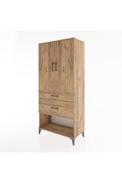 Hyperion Dolap 3 Raflı 2 Çekmeceli 2 Kapaklı 88x44x195 Çam-Çam