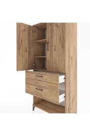 Hyperion Dolap 3 Raflı 2 Çekmeceli 2 Kapaklı 88x44x195 Çam-Çam