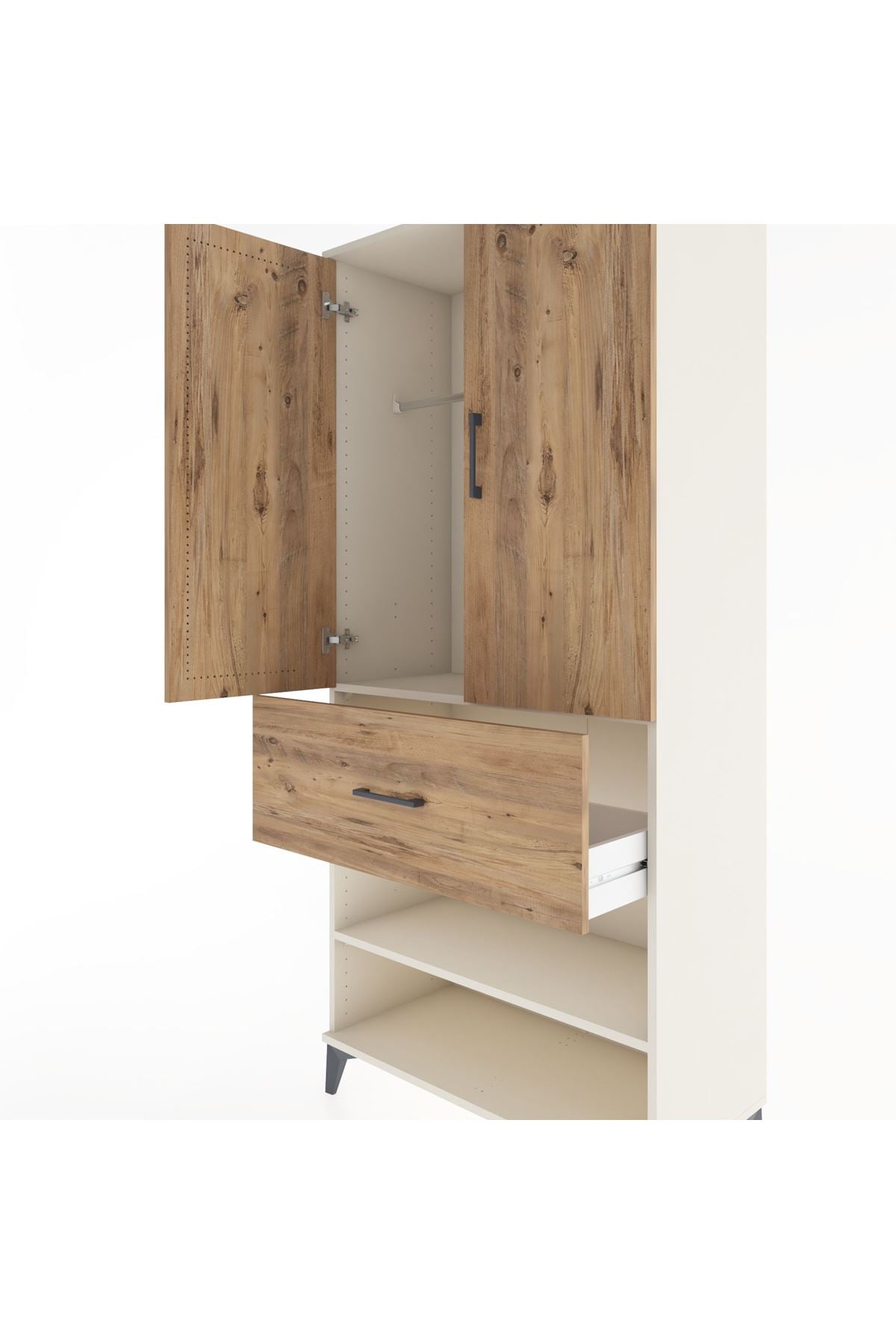 Hyperion Dolap 2 Raflı Tek Çekmeceli Tek Askılı 88x44x195 Aytaşı-Çam