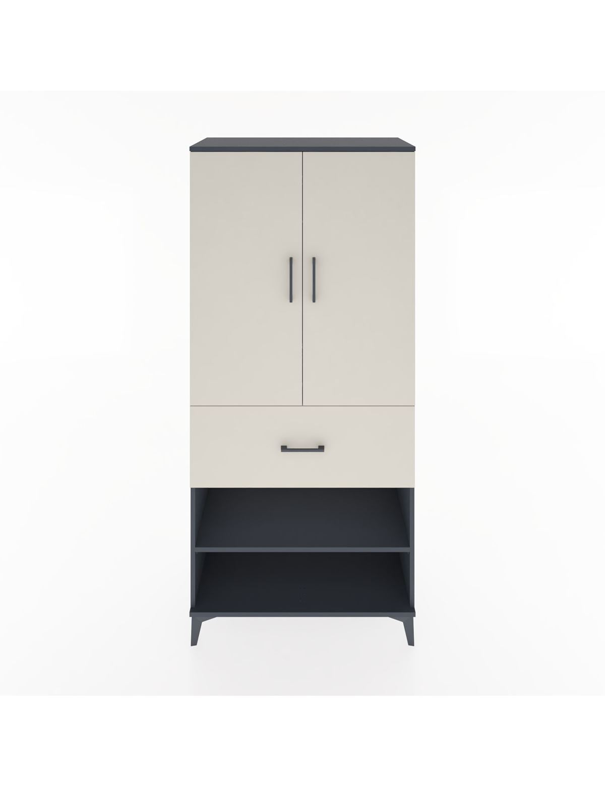 Hyperion Dolap 2 Raflı Tek Çekmeceli Tek Askılı 88x44x195 Antrasit-Aytaşı