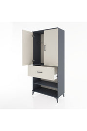 Hyperion Dolap 2 Raflı Tek Çekmeceli Tek Askılı 88x44x195 Antrasit-Aytaşı