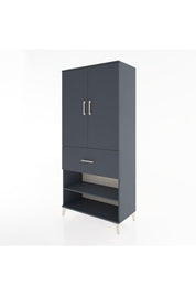 Hyperion Dolap 2 Raflı Tek Çekmeceli Tek Askılı 88x44x195 Antrasit-Antrasit