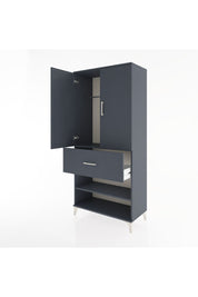 Hyperion Dolap 2 Raflı Tek Çekmeceli Tek Askılı 88x44x195 Antrasit-Antrasit