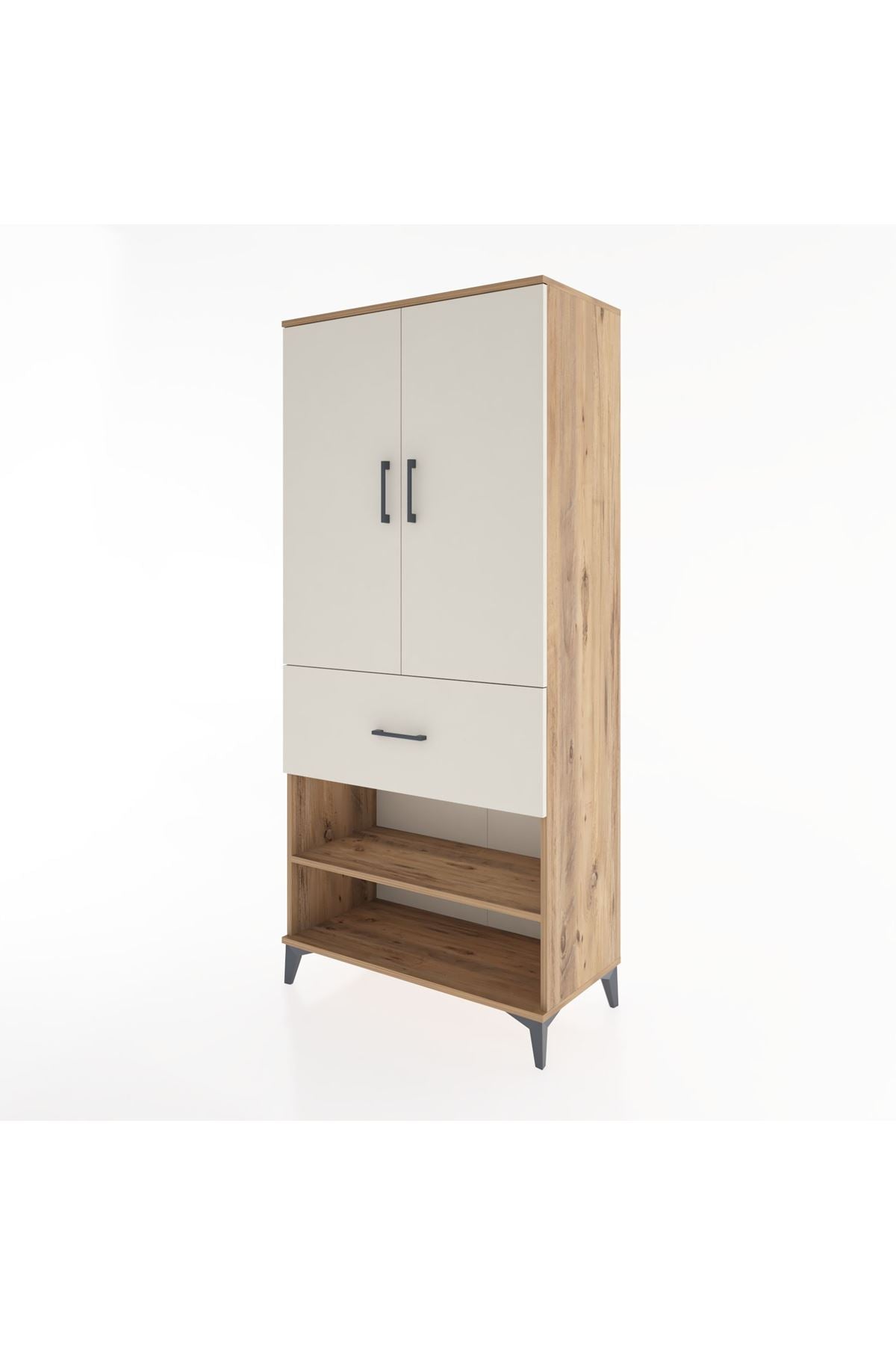 Hyperion Dolap 2 Raflı Tek Çekmeceli Tek Askılı 88x44x195 Çam-Aytaşı