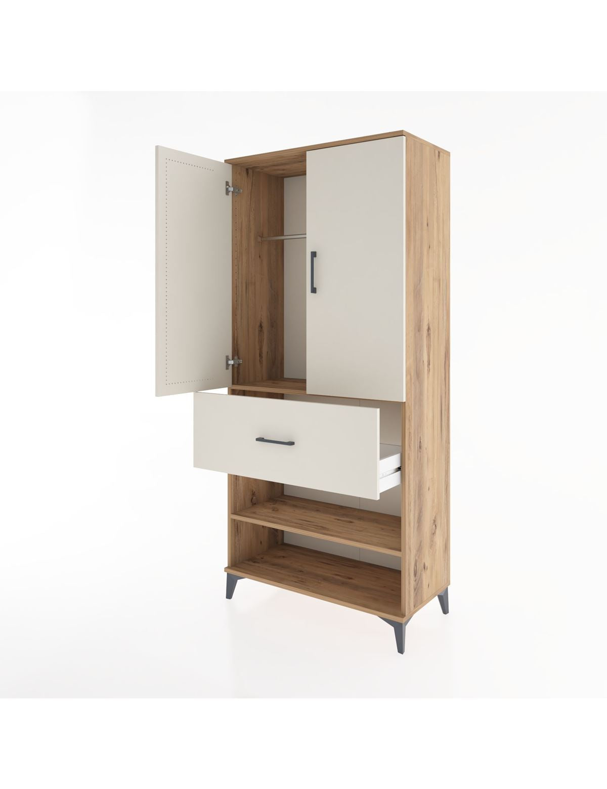 Hyperion Dolap 2 Raflı Tek Çekmeceli Tek Askılı 88x44x195 - S60M040V7B