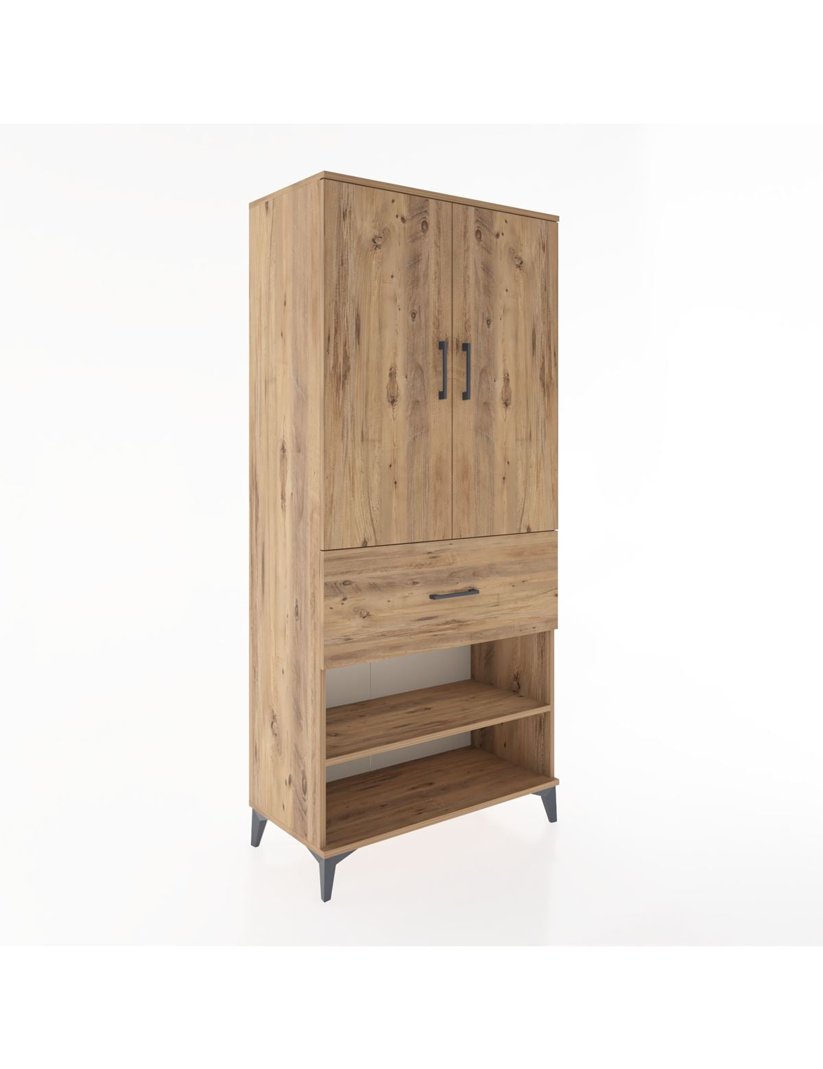 Hyperion Dolap 2 Raflı Tek Çekmeceli Tek Askılı 88x44x195 Çam-Çam