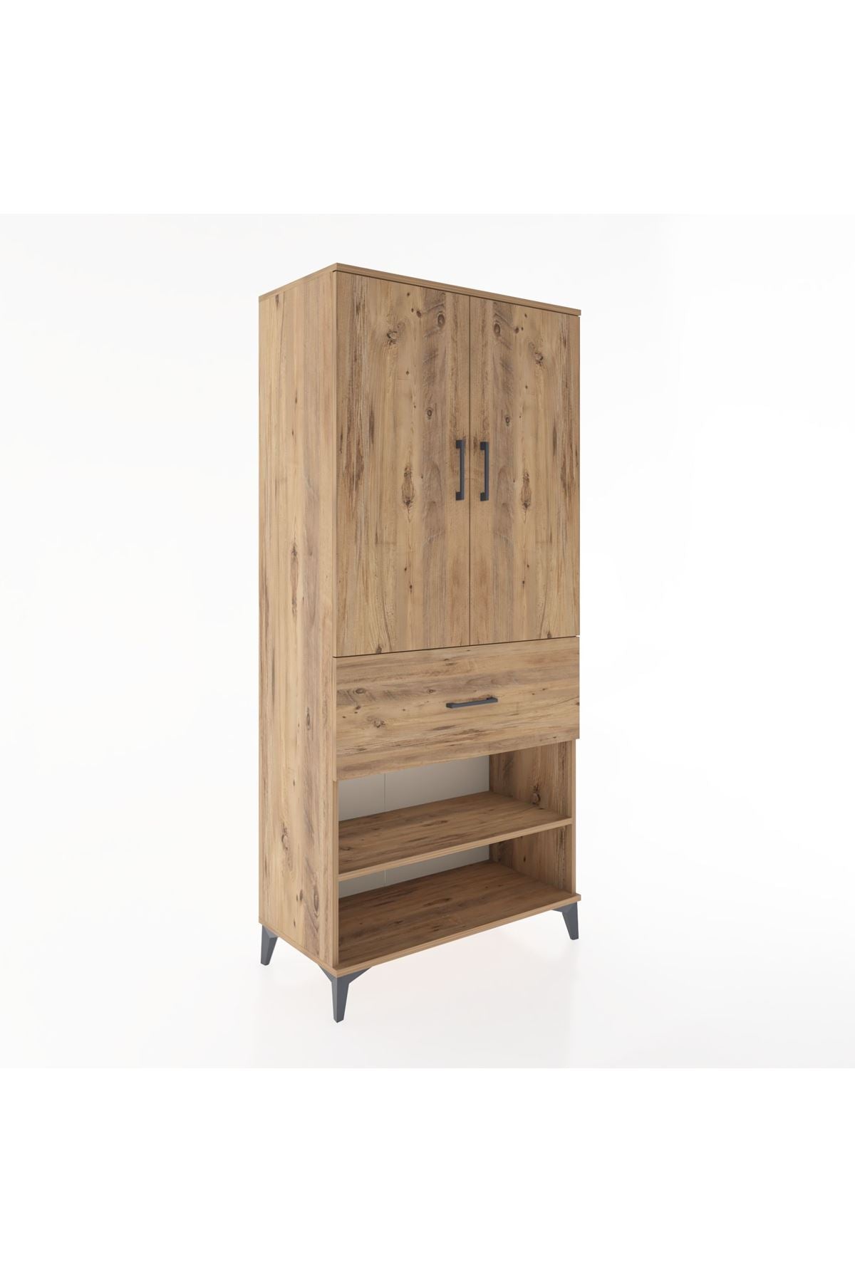 Hyperion Dolap 2 Raflı Tek Çekmeceli Tek Askılı 88x44x195 Çam-Çam