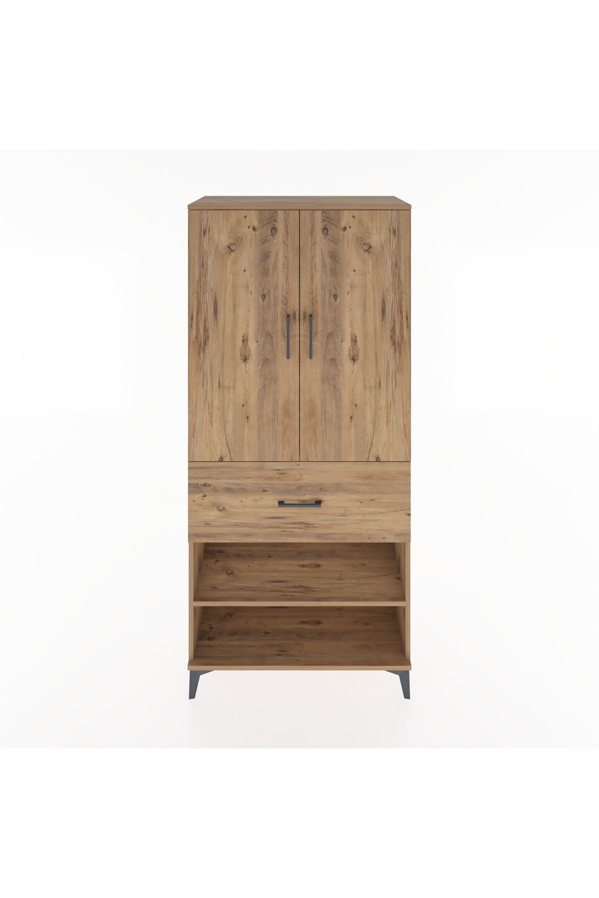 Hyperion Dolap 2 Raflı Tek Çekmeceli Tek Askılı 88x44x195 Çam-Çam