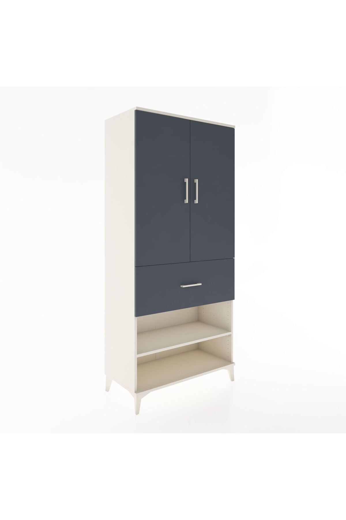 Hyperion Dolap 4 Raflı Tek Çekmeceli 2 Kapaklı 88x44x195 Aytaşı-Antrasit