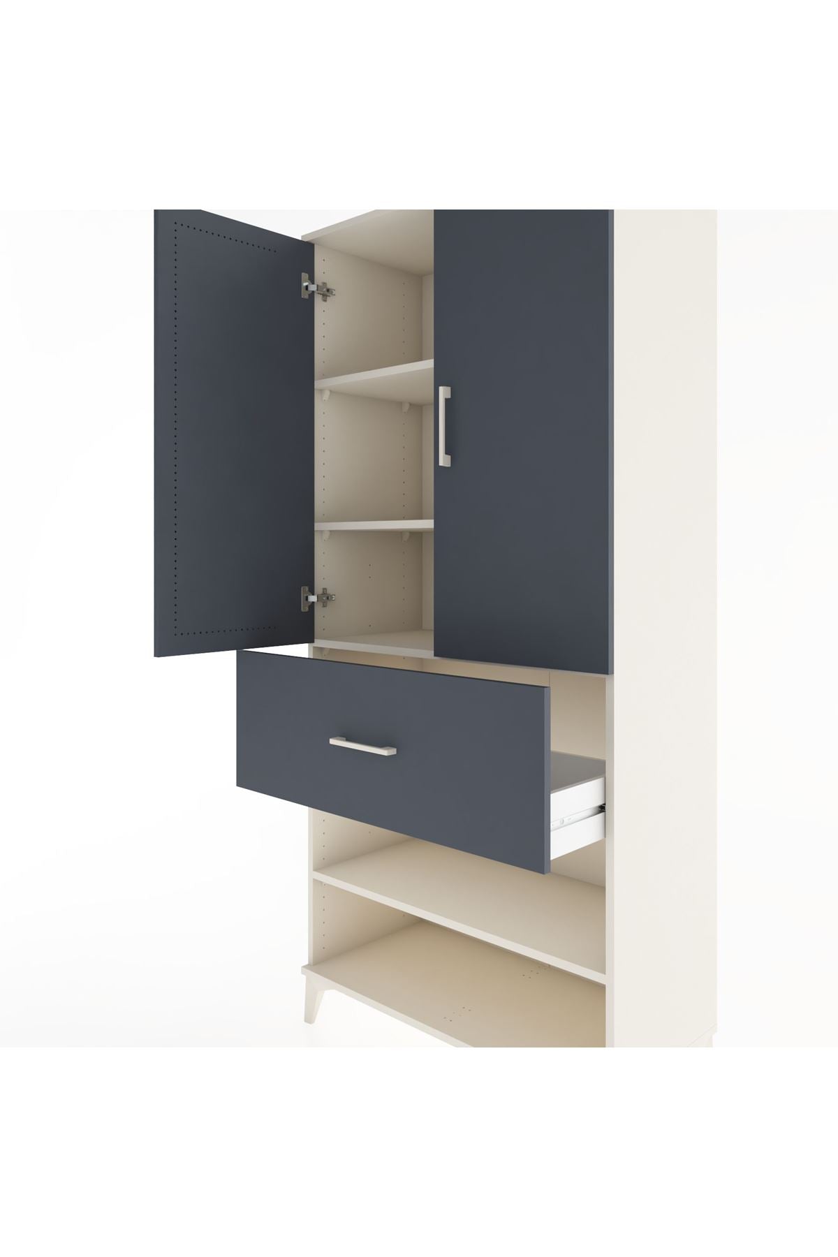 Hyperion Dolap 4 Raflı Tek Çekmeceli 2 Kapaklı 88x44x195 Aytaşı-Antrasit