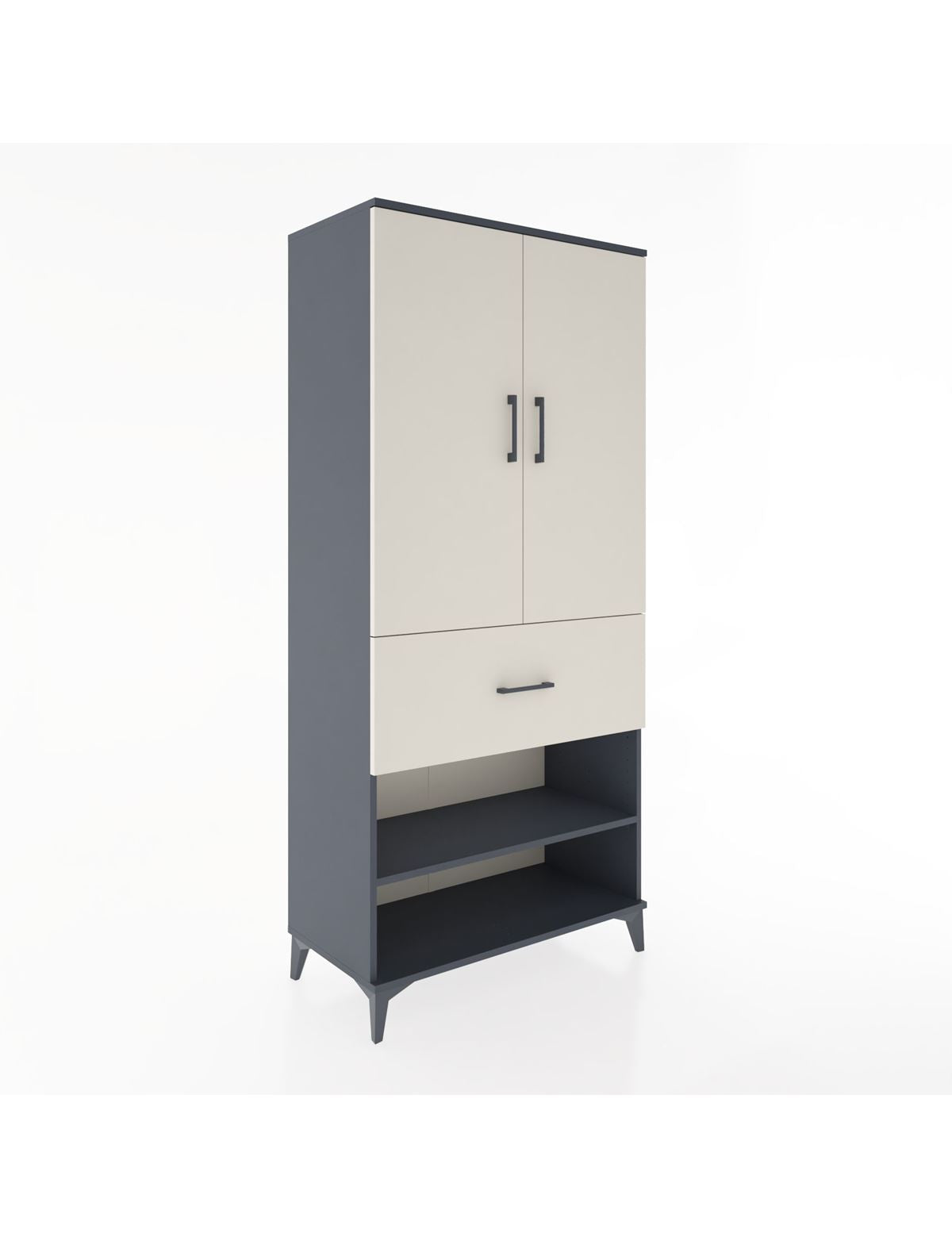 Hyperion Dolap 4 Raflı Tek Çekmeceli 2 Kapaklı 88x44x195 Antrasit-Aytaşı