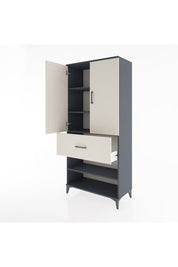 Hyperion Dolap 4 Raflı Tek Çekmeceli 2 Kapaklı 88x44x195 Antrasit-Aytaşı