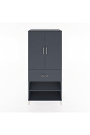 Hyperion Dolap 4 Raflı Tek Çekmeceli 2 Kapaklı 88x44x195 Antrasit-Antrasit