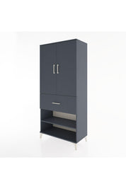 Hyperion Dolap 4 Raflı Tek Çekmeceli 2 Kapaklı 88x44x195 Antrasit-Antrasit