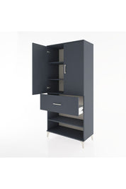 Hyperion Dolap 4 Raflı Tek Çekmeceli 2 Kapaklı 88x44x195 Antrasit-Antrasit